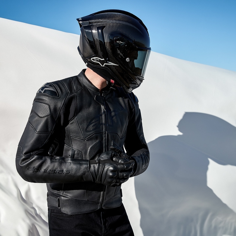 Blouson moto en cuir Alpinestars Dusk noir
