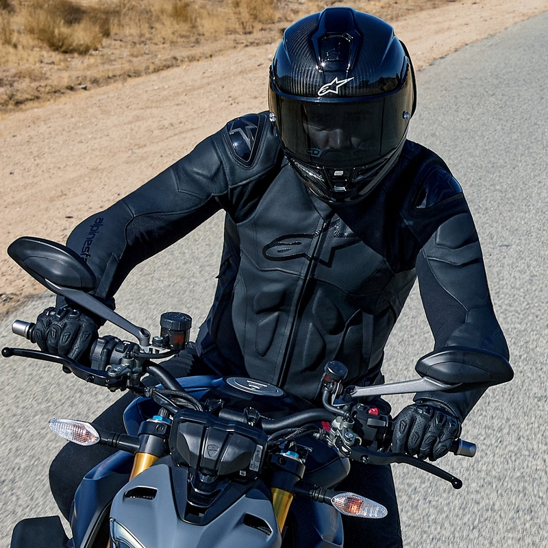Blouson moto en cuir Alpinestars Dusk noir