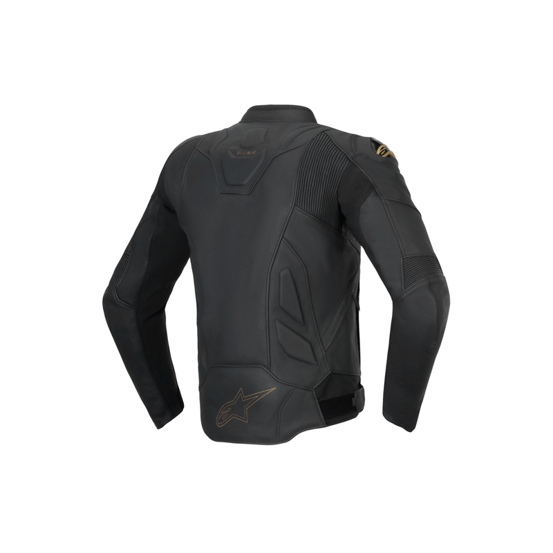 Blouson moto en cuir Alpinestars Dusk noir-or