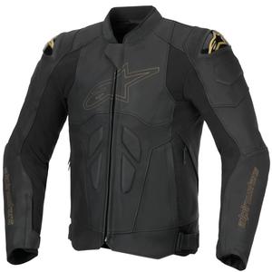 Blouson moto en cuir Alpinestars Dusk noir-or