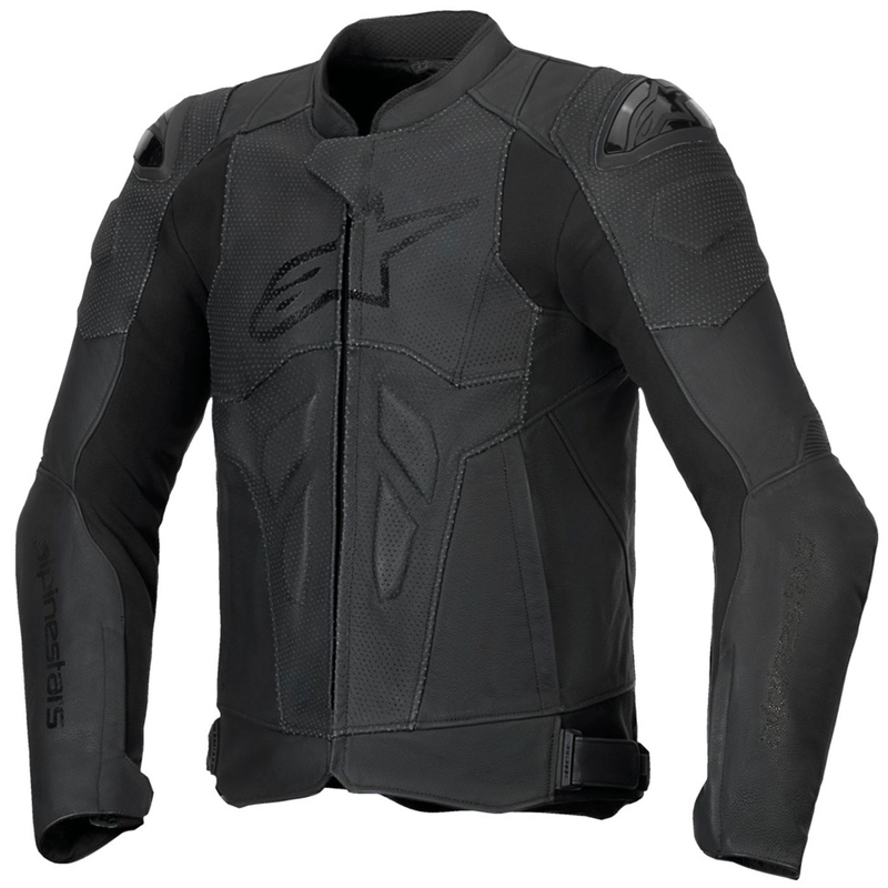Blouson moto en cuir Alpinestars Dusk Airflow noir-noir