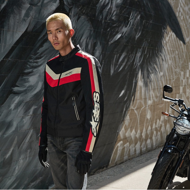 Blouson moto Alpinestars T-Dyno Air noir-rouge-beige