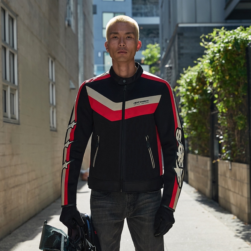 Blouson moto Alpinestars T-Dyno Air noir-rouge-beige