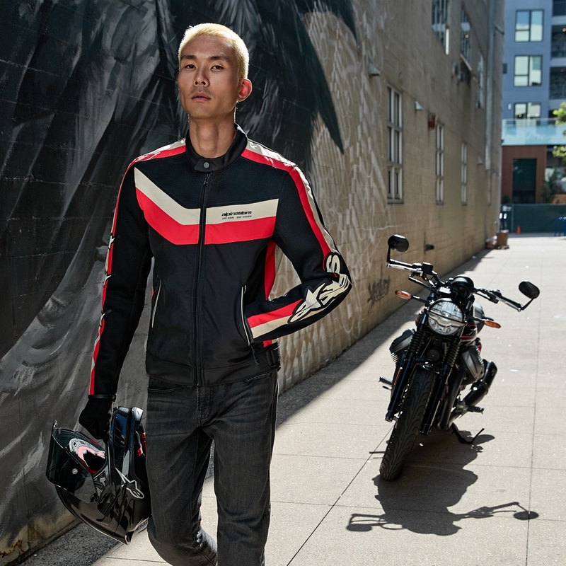 Blouson moto Alpinestars T-Dyno Air noir-rouge-beige