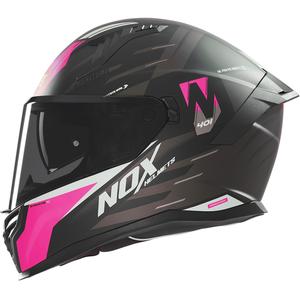 Casque moto intégral NOX N401 Crower noir-rose mat