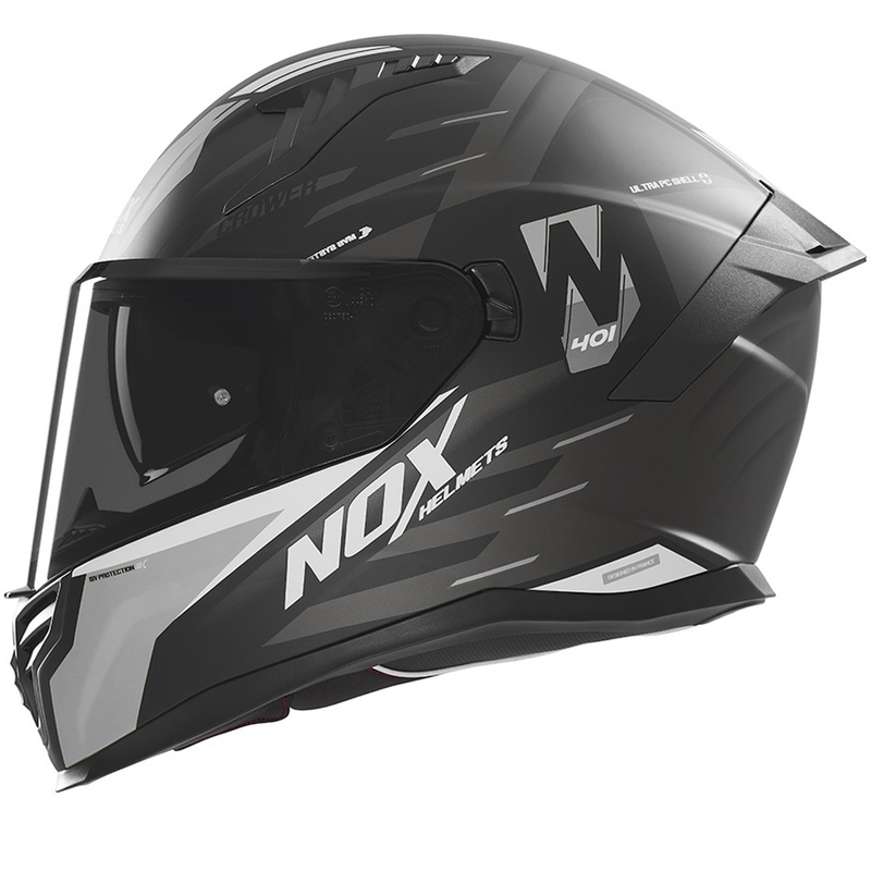 Casque moto intégral NOX N401 Crower noir mat-argent