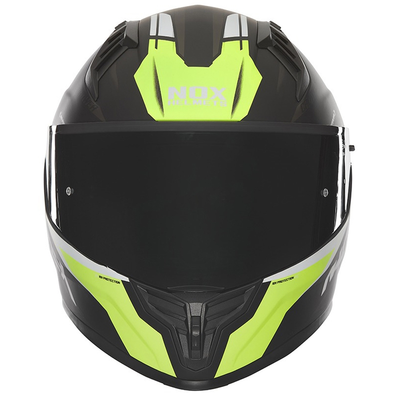 Casque moto intégral NOX N401 Crower noir mat-jaune fluo