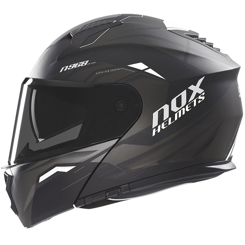 Casque de moto modulable NOX N968 Ultra noir mat et blanc
