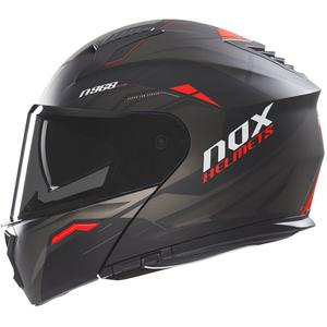 Casque moto modulable NOX N968 Ultra noir-rouge mat