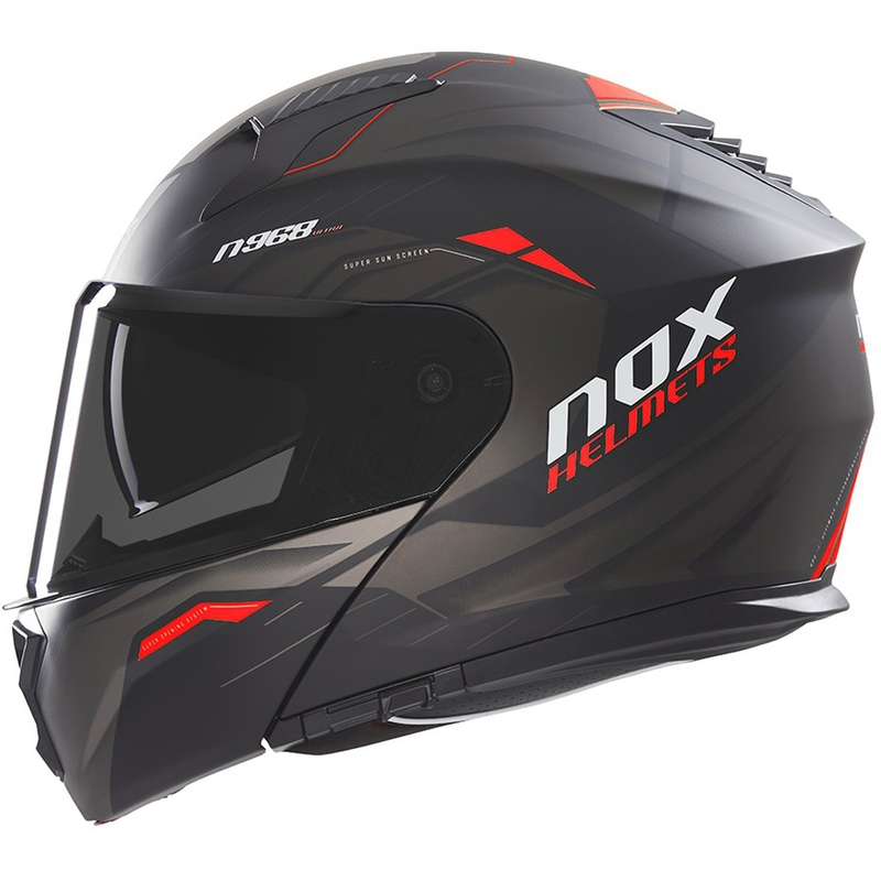 Casque moto modulable NOX N968 Ultra noir-rouge mat