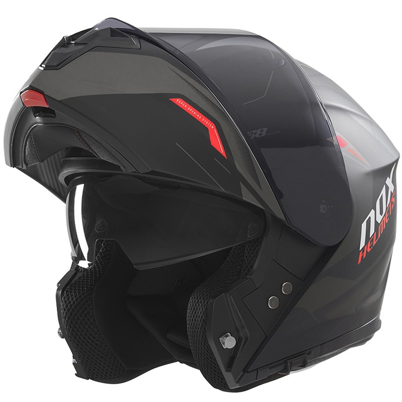 Casque moto modulable NOX N968 Ultra noir-rouge mat