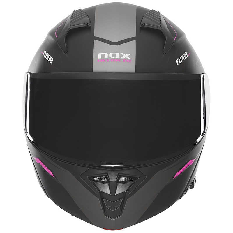 Casque moto modulable NOX N968 Ultra noir-rose mat