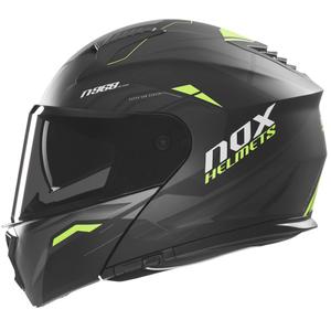 Casque moto modulable NOX N968 Ultra noir mat-jaune fluo