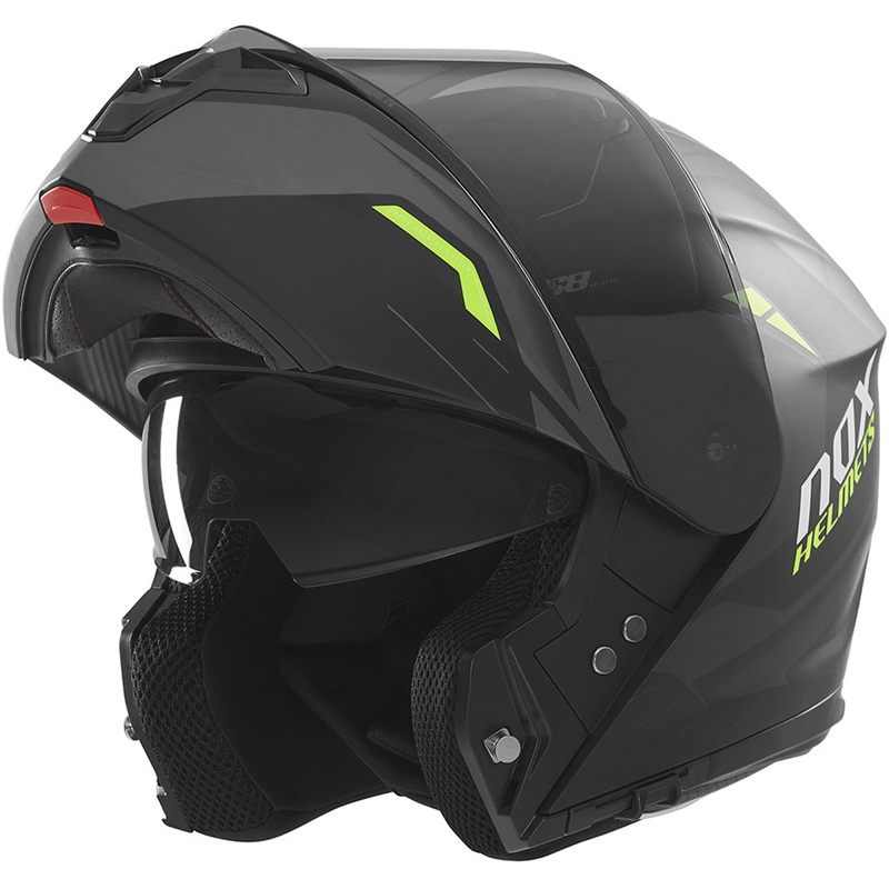Casque moto modulable NOX N968 Ultra noir mat-jaune fluo