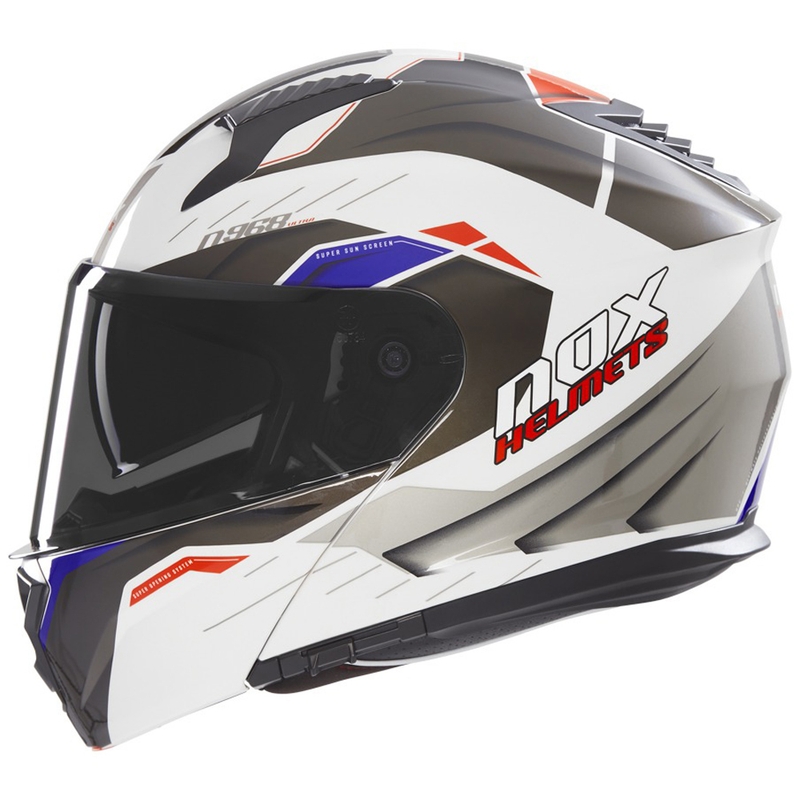 Casque moto modulable NOX N968 Ultra blanc-gris