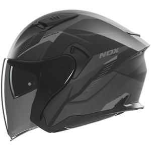 Casque moto jet NOX N130 Myst noir mat-argent