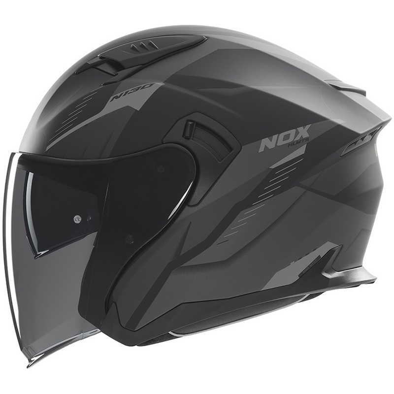 Casque moto jet NOX N130 Myst noir mat-argent