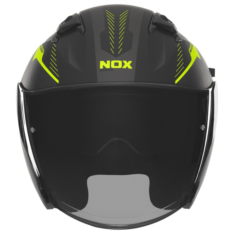 Casque moto jet NOX N130 Myst noir mat-jaune fluo