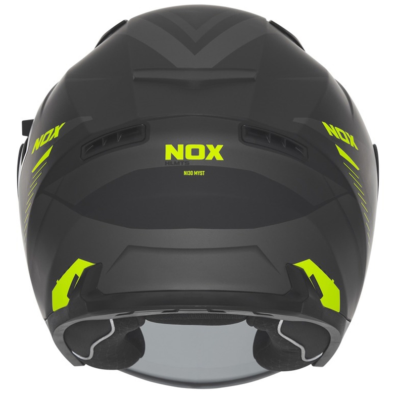 Casque moto jet NOX N130 Myst noir mat-jaune fluo