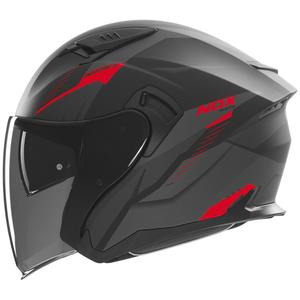 Casque moto jet NOX N130 Myst noir mat-rouge