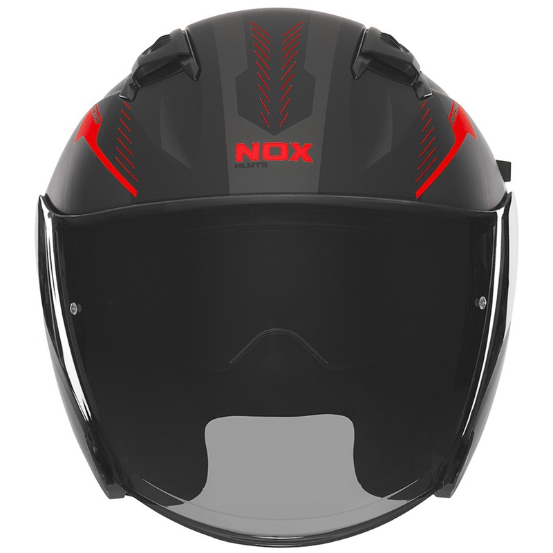 Casque moto jet NOX N130 Myst noir mat-rouge