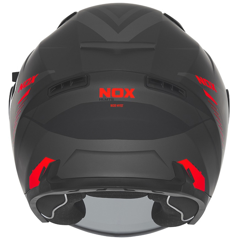 Casque moto jet NOX N130 Myst noir mat-rouge