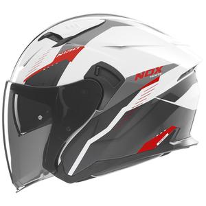 Casque moto jet NOX N130 Myst blanc-noir-rouge