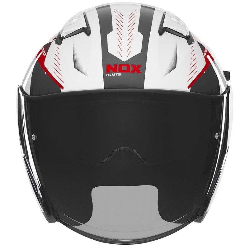 Casque moto jet NOX N130 Myst blanc-noir-rouge