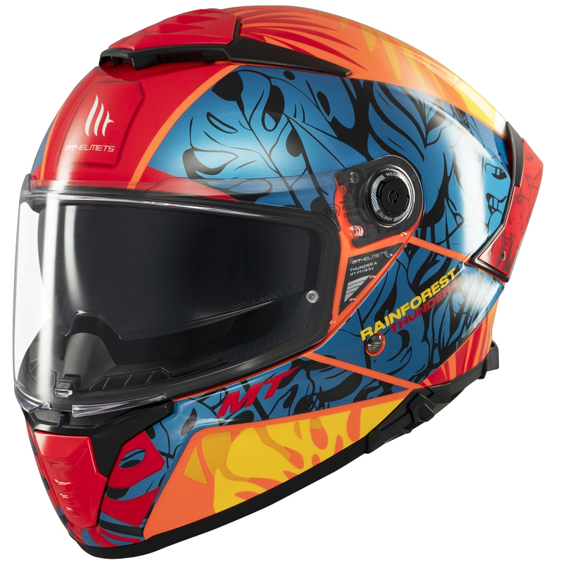 Casque intégral de moto MT Thunder 4 SV Rainforest bleu-orange