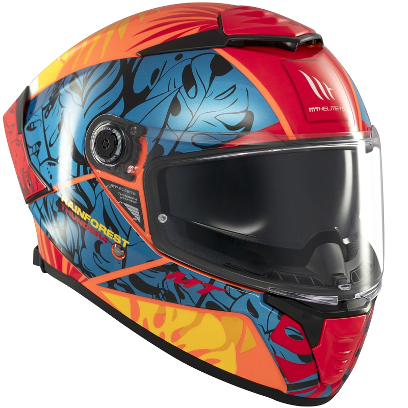 Casque intégral de moto MT Thunder 4 SV Rainforest bleu-orange