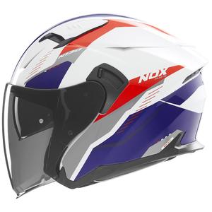 Casque moto jet NOX N130 Myst blanc-bleu-rouge