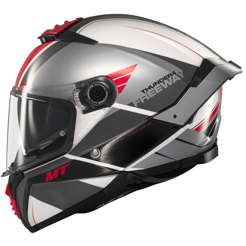 Casque intégral de moto MT Thunder 4 SV Freeway noir-gris-rouge
