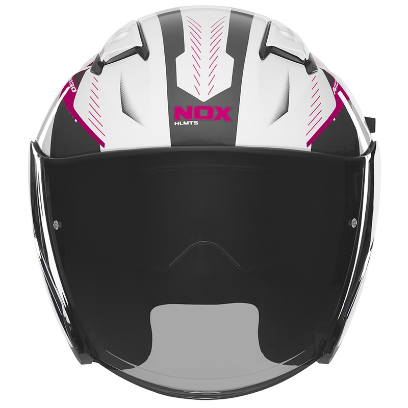 Casque moto jet NOX N130 Myst blanc-noir-rose