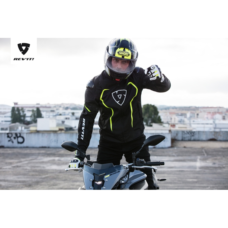 Veste moto Revit Vertex H2O noir-jaune fluo soldes