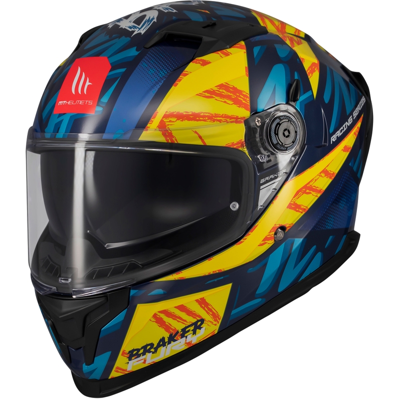 Casque moto intégral MT Braker SV Fury bleu-jaune