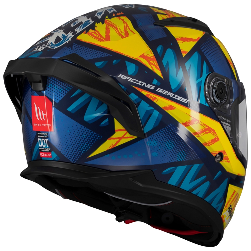 Casque moto intégral MT Braker SV Fury bleu-jaune