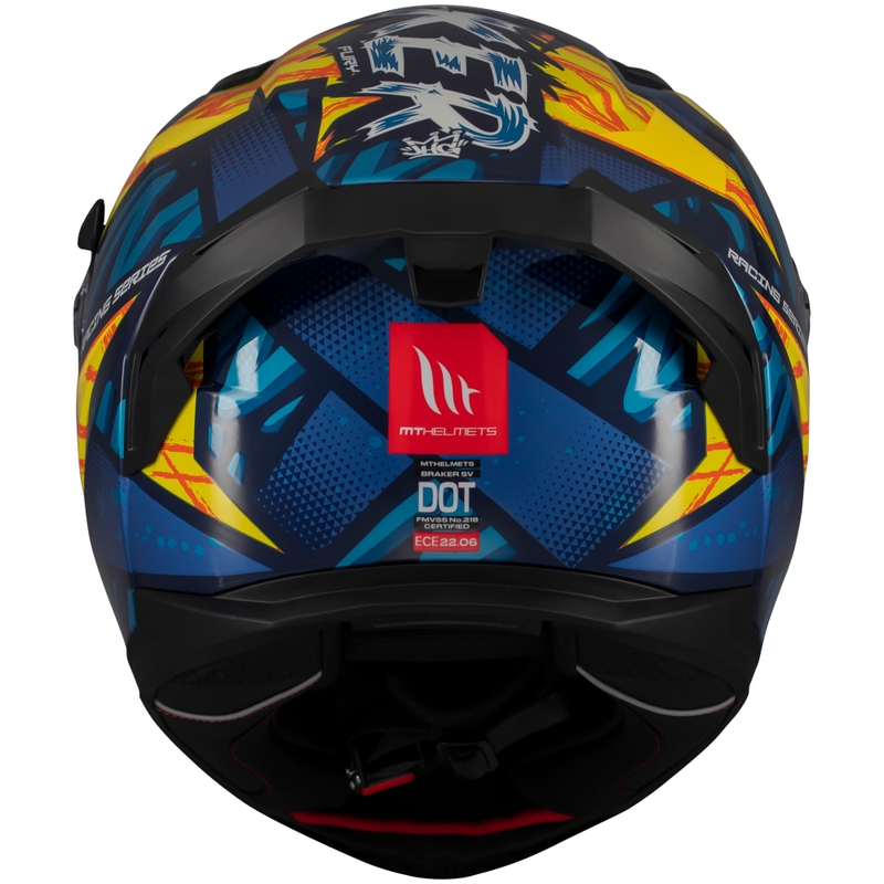 Casque moto intégral MT Braker SV Fury bleu-jaune