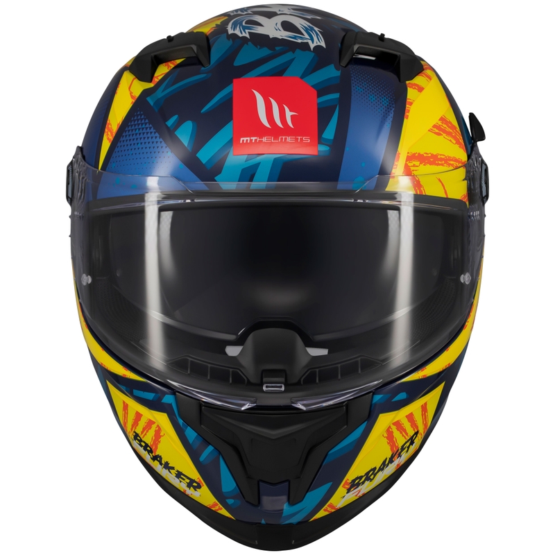 Casque moto intégral MT Braker SV Fury bleu-jaune