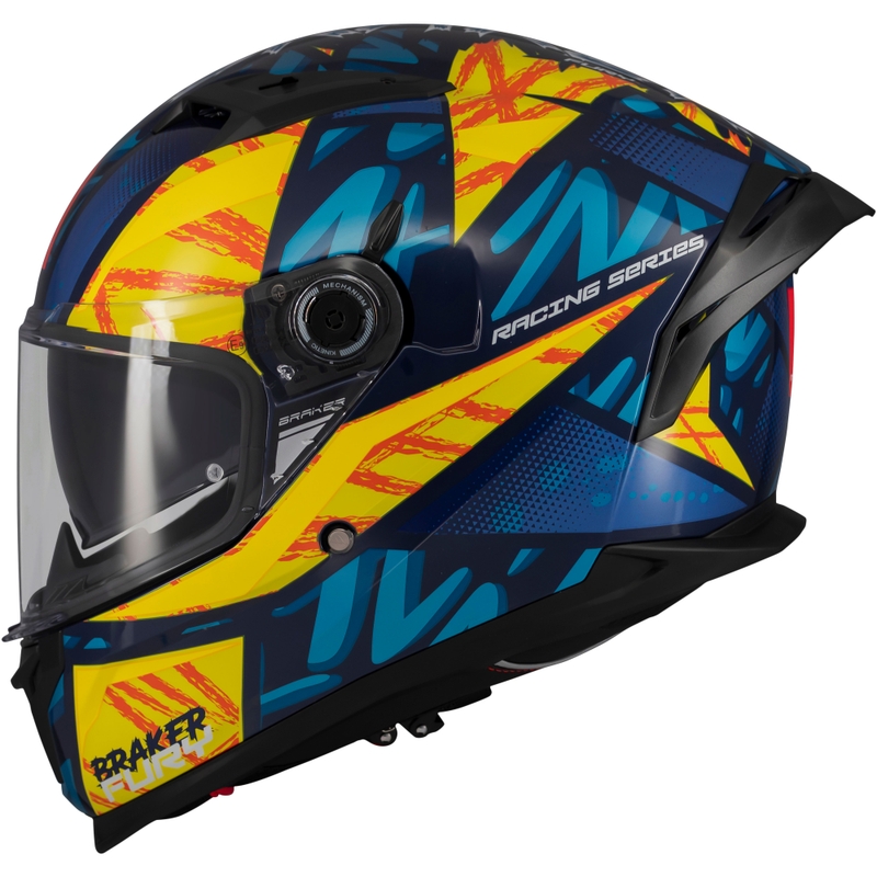 Casque moto intégral MT Braker SV Fury bleu-jaune