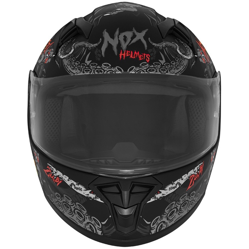 Casque moto intégral enfant NOX N731 ZUMBI noir mat-rouge