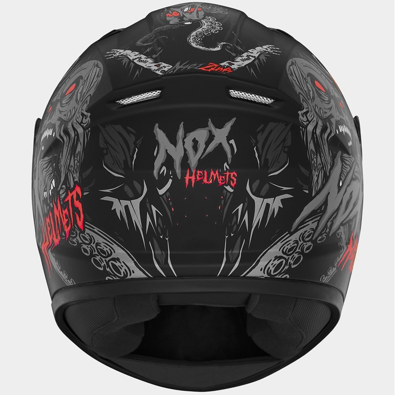 Casque moto intégral enfant NOX N731 ZUMBI noir mat-rouge