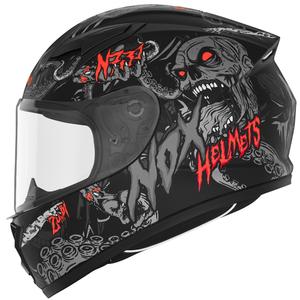 Casque moto intégral enfant NOX N731 ZUMBI noir mat-rouge