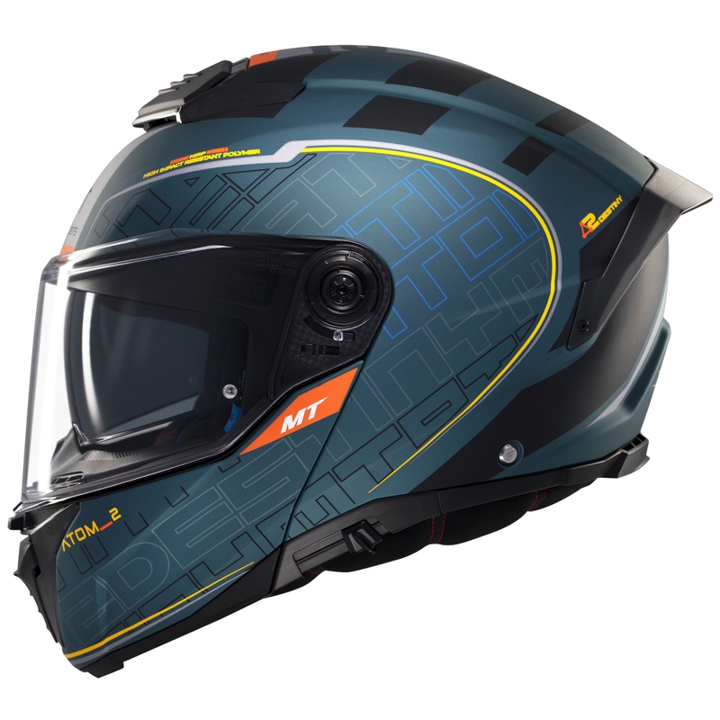 Casque moto modulable MT Atom 2 SV Destiny vert mat-noir