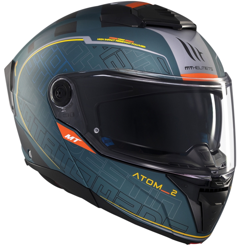 Casque moto modulable MT Atom 2 SV Destiny vert mat-noir