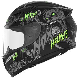 Casque moto intégral enfant NOX N731 ZUMBI noir-vert mat