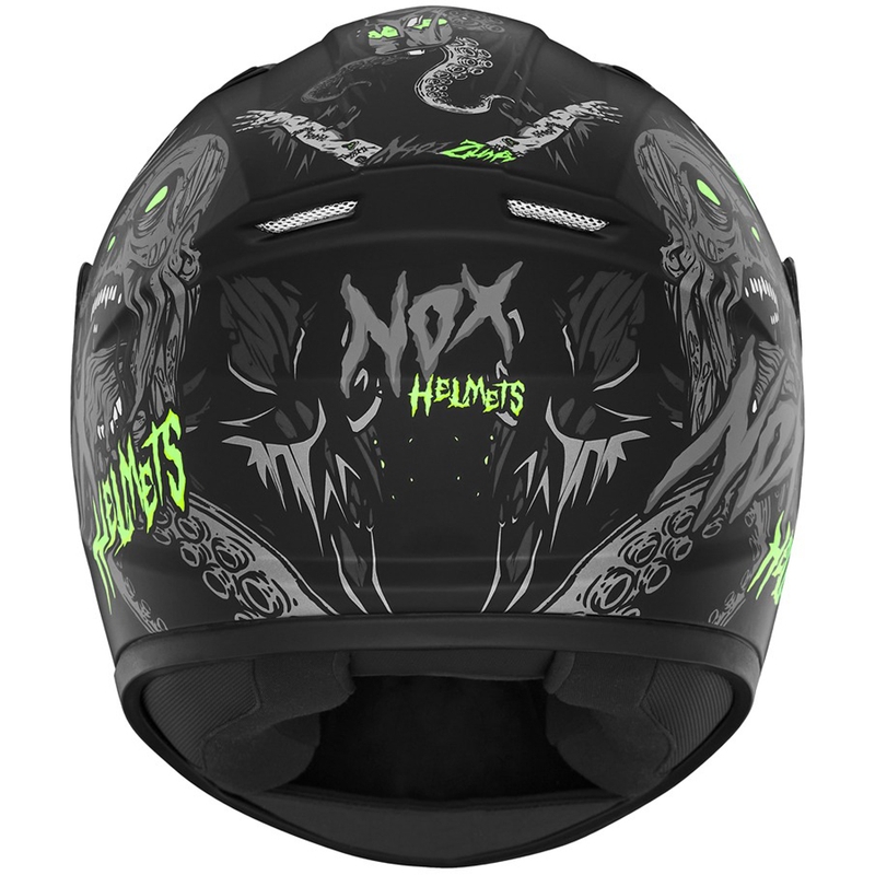 Casque moto intégral enfant NOX N731 ZUMBI noir-vert mat