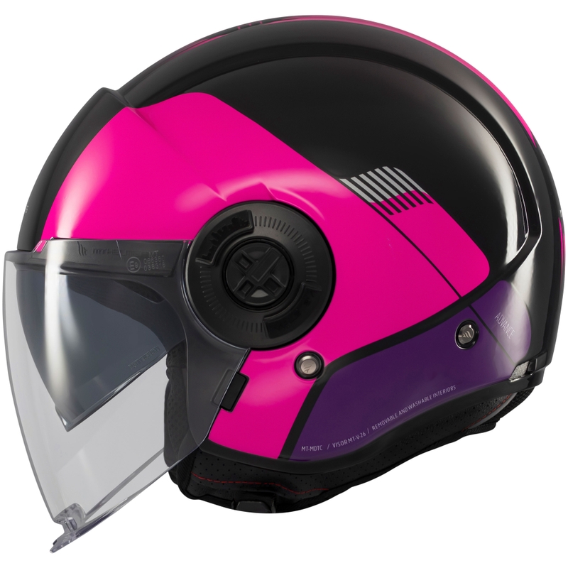 Casque moto jet MT Viale SV S Advance noir-rose