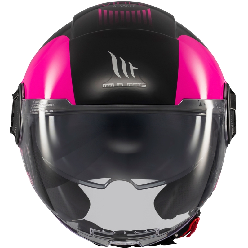 Casque moto jet MT Viale SV S Advance noir-rose