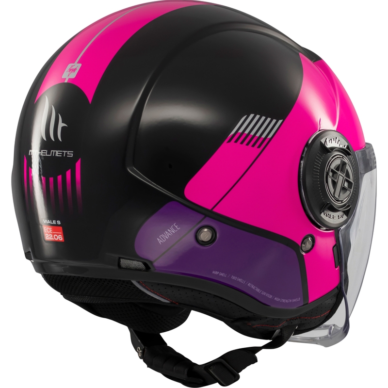 Casque moto jet MT Viale SV S Advance noir-rose