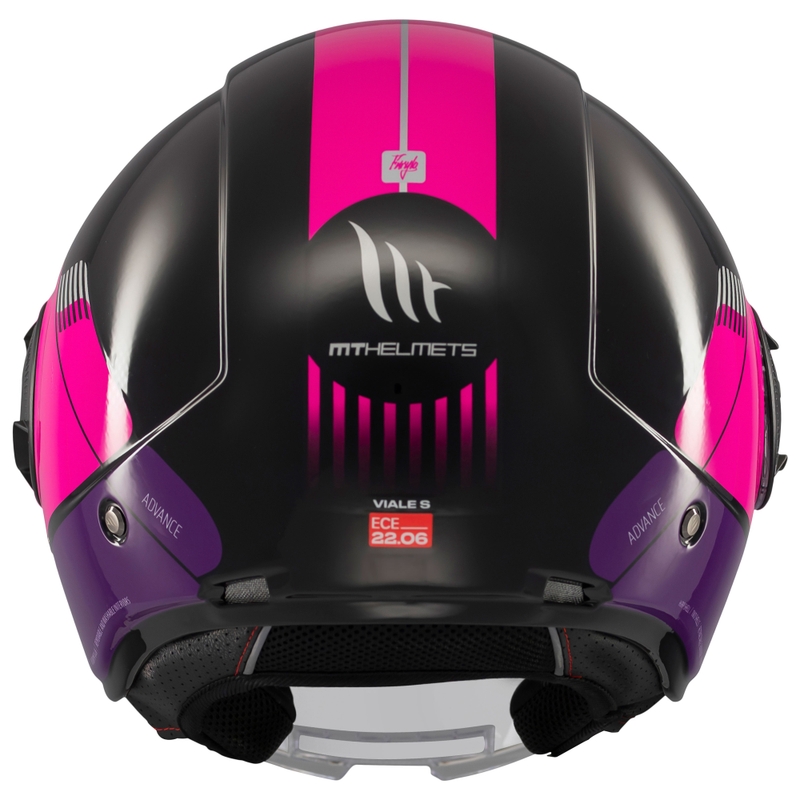 Casque moto jet MT Viale SV S Advance noir-rose